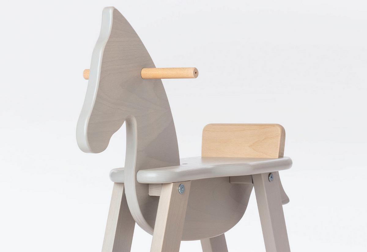 Schaukelpferd Pinolino mit Ring - Hellgrau/Naturfarben, Basics, Holz (86/31/58cm) - Pinolino