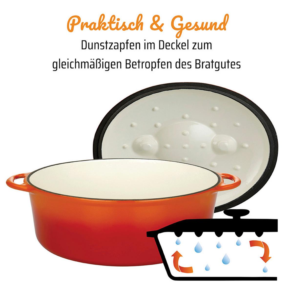 Bräter Orange, L/b/h:33x25x13cm - Orange, Basics, Metall (33/25/13cm) - GSW