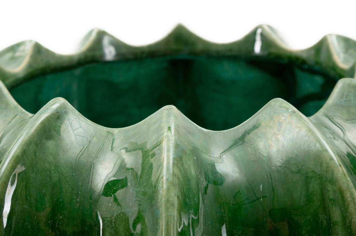 Vase Cactus Basket Grün B: 31 cm - Grün, Basics, Keramik (31/16/31cm)