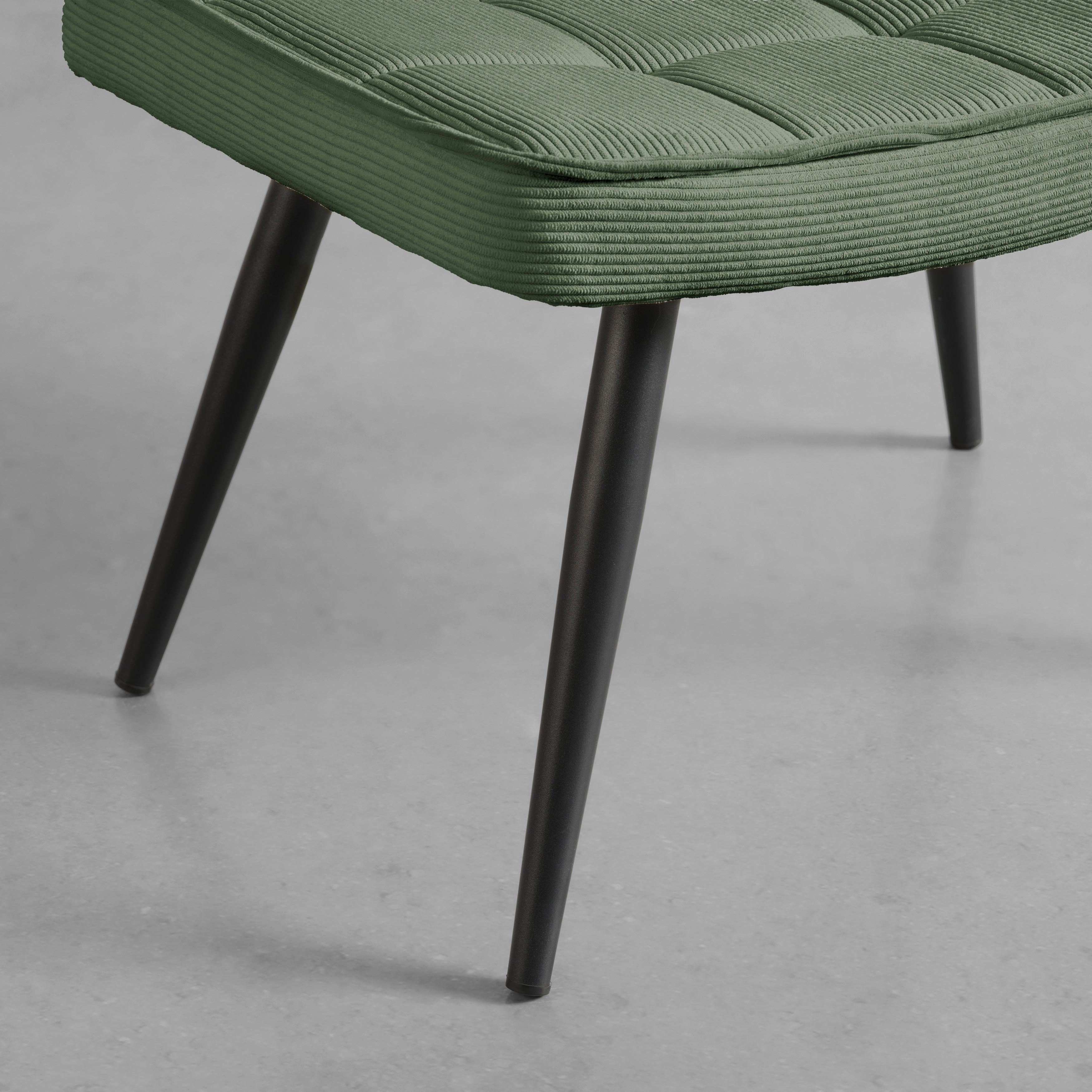 Taburetka GUNVOR, zelený menčester - čierna/zelená, Modern, kov/drevo (59,5/39/40cm) - Mömax