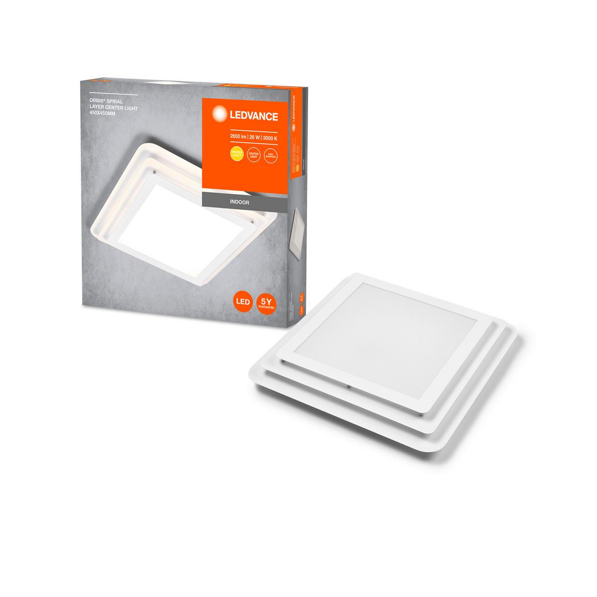 Led-deckenleuchte, 26w Orbis Spiral Layers Square 26w - Weiß, Basics, Metall (45/45/7cm) - Ledvance