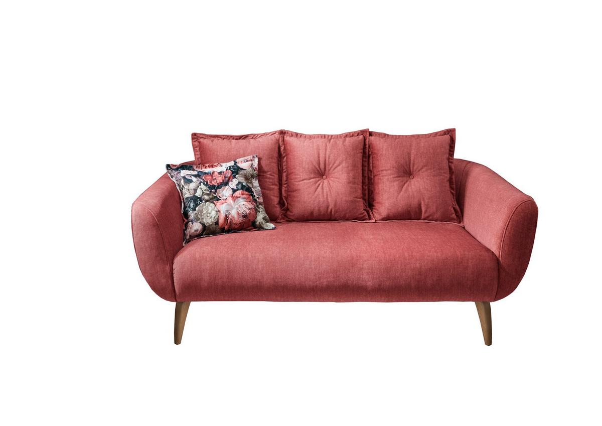 2,5-Sitzer Baggio Koralle B: 196 cm - Koralle/Buchefarben, MODERN, Textil (196/94/103cm) - Livetastic