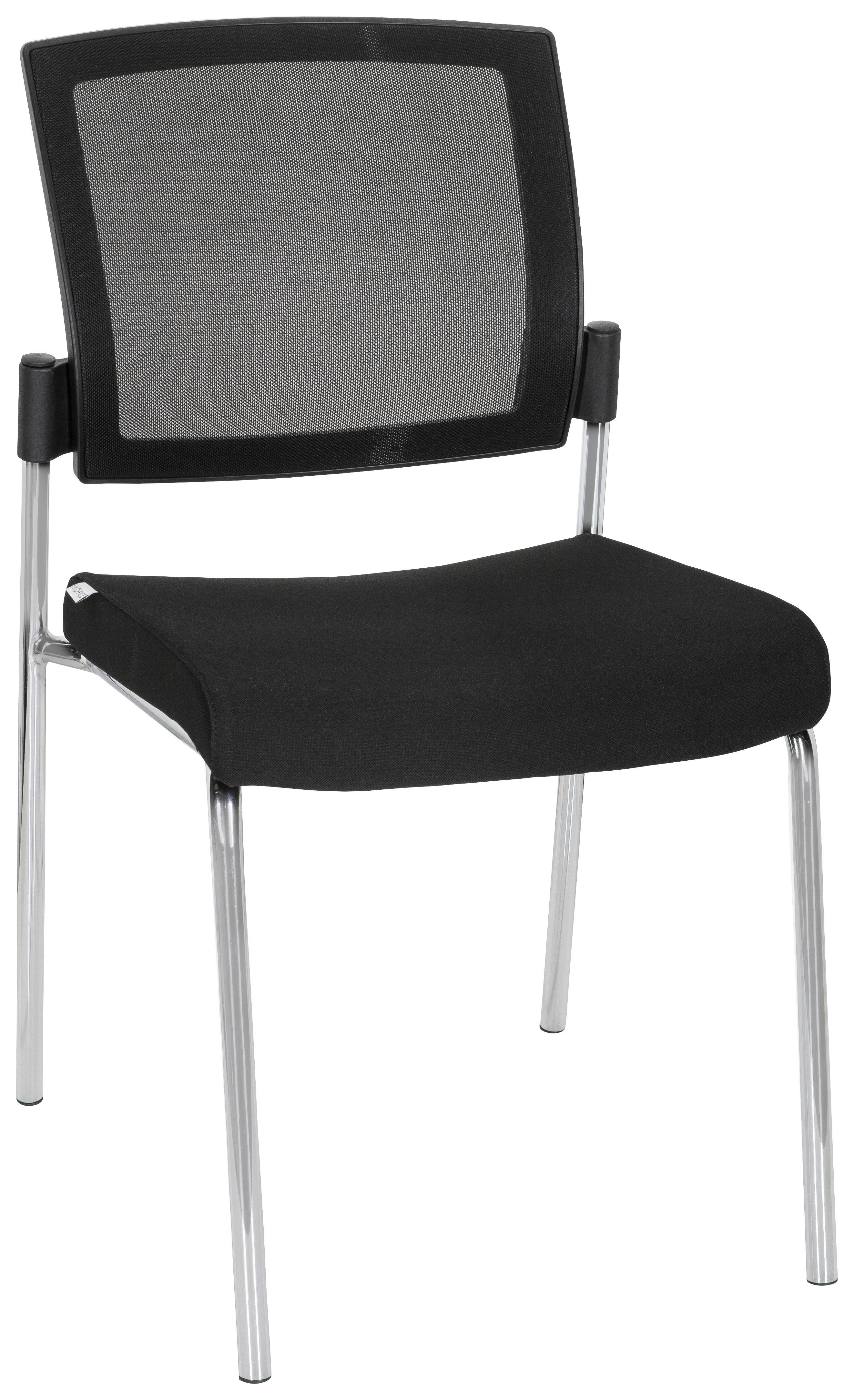 Besucherstuhl K9 V Gepolstert Schwarz Bis 180kg - Chromfarben/Schwarz, MODERN, Textil/Metall (48/90/58cm) - MID.YOU