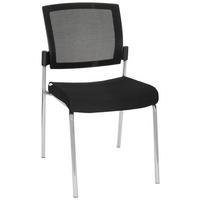 Besucherstuhl K9 V Gepolstert Schwarz Bis 180kg - Chromfarben/Schwarz, MODERN, Textil/Metall (48/90/58cm) - MID.YOU