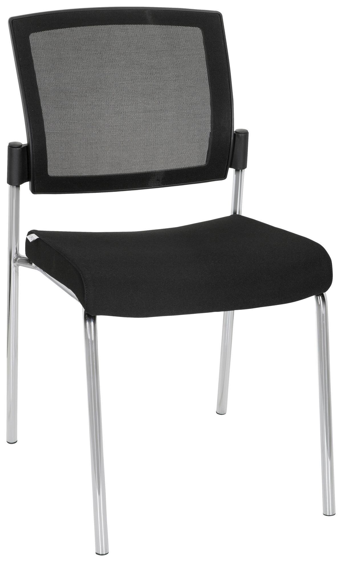 Besucherstuhl K9 V Gepolstert Schwarz Bis 180kg - Chromfarben/Schwarz, MODERN, Textil/Metall (48/90/58cm) - MID.YOU
