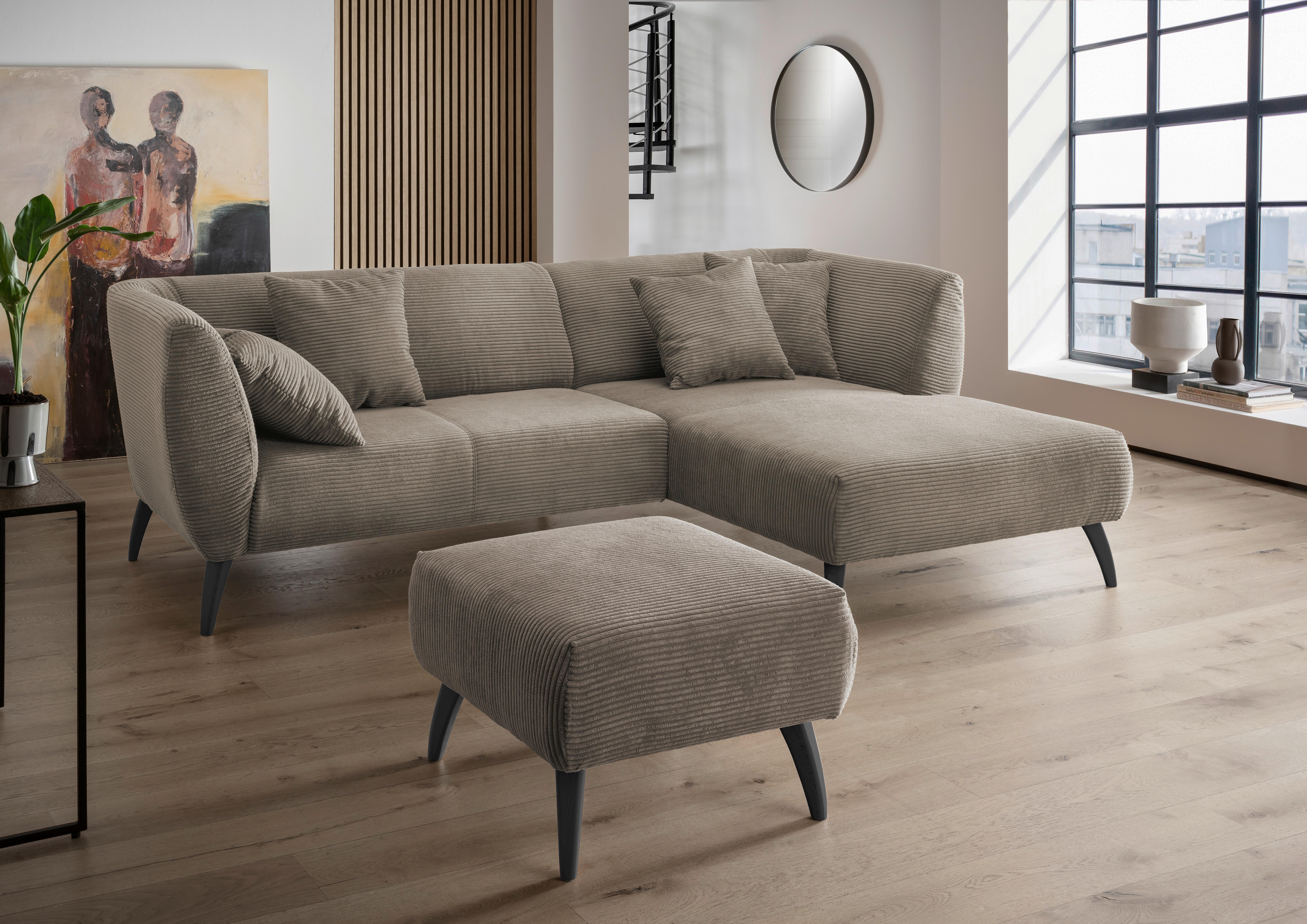 Ecksofa Colori Graubraun S: 264/160 cm - Graubraun/Schwarz, MODERN, Holz/Textil (264/160cm) - MID.YOU
