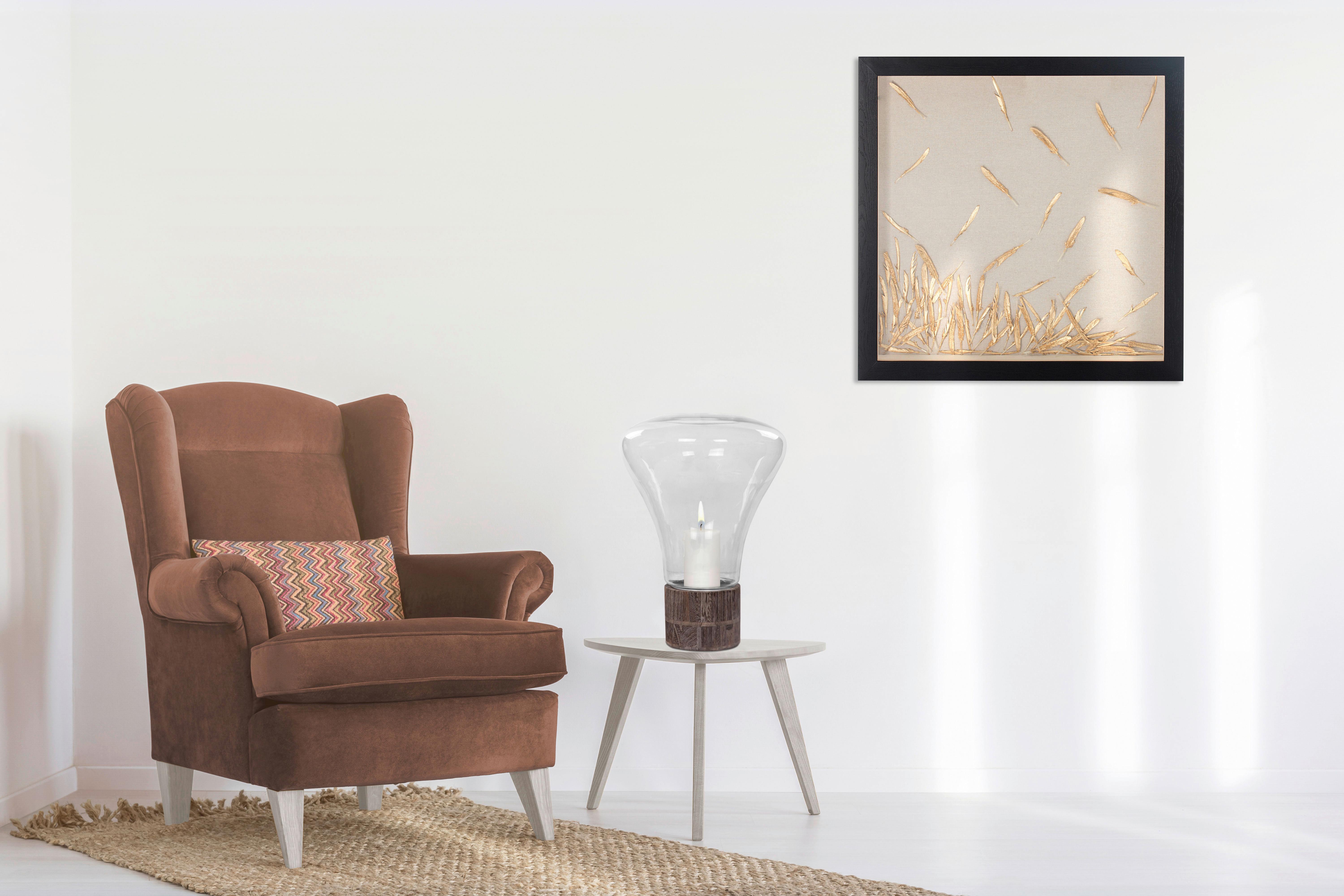 Windlicht Eris Grau, 31x38 cm - Grau, LIFESTYLE, Glas/Holzwerkstoff (31/38cm) - Kayoom
