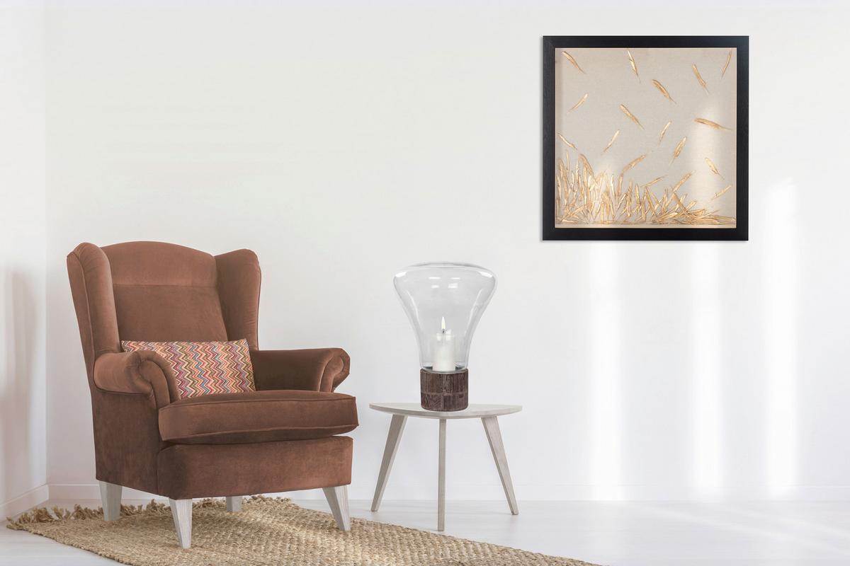 Windlicht Eris Grau, 31x38 cm - Grau, LIFESTYLE, Glas/Holzwerkstoff (31/38cm) - Kayoom