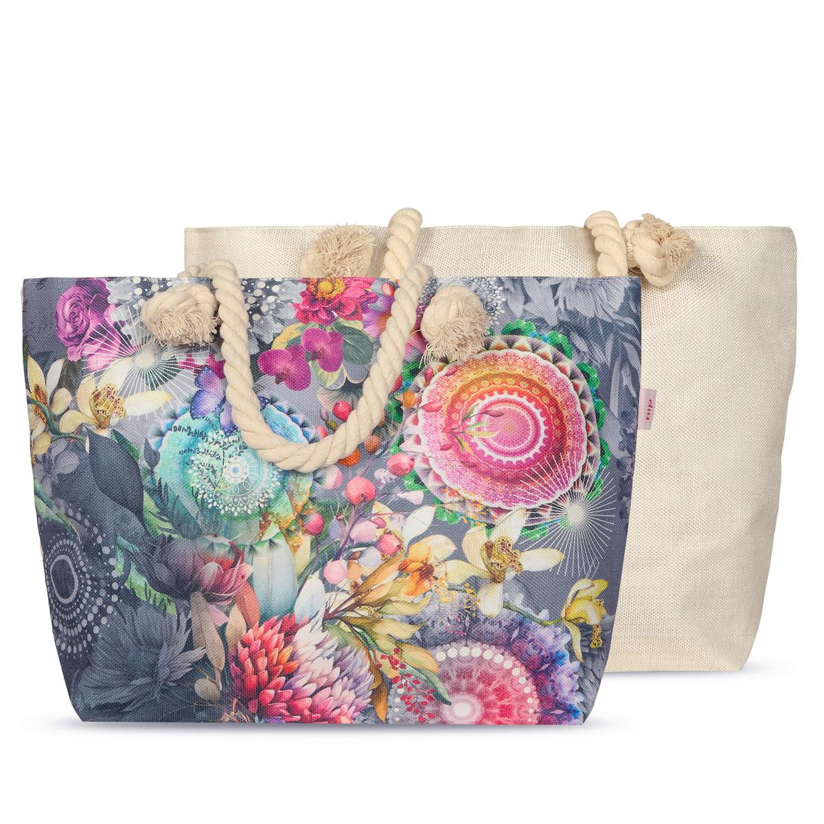 STRANDTASCHE OLINGA - Multicolor/Grau, Basics, Textil (60/43cm)