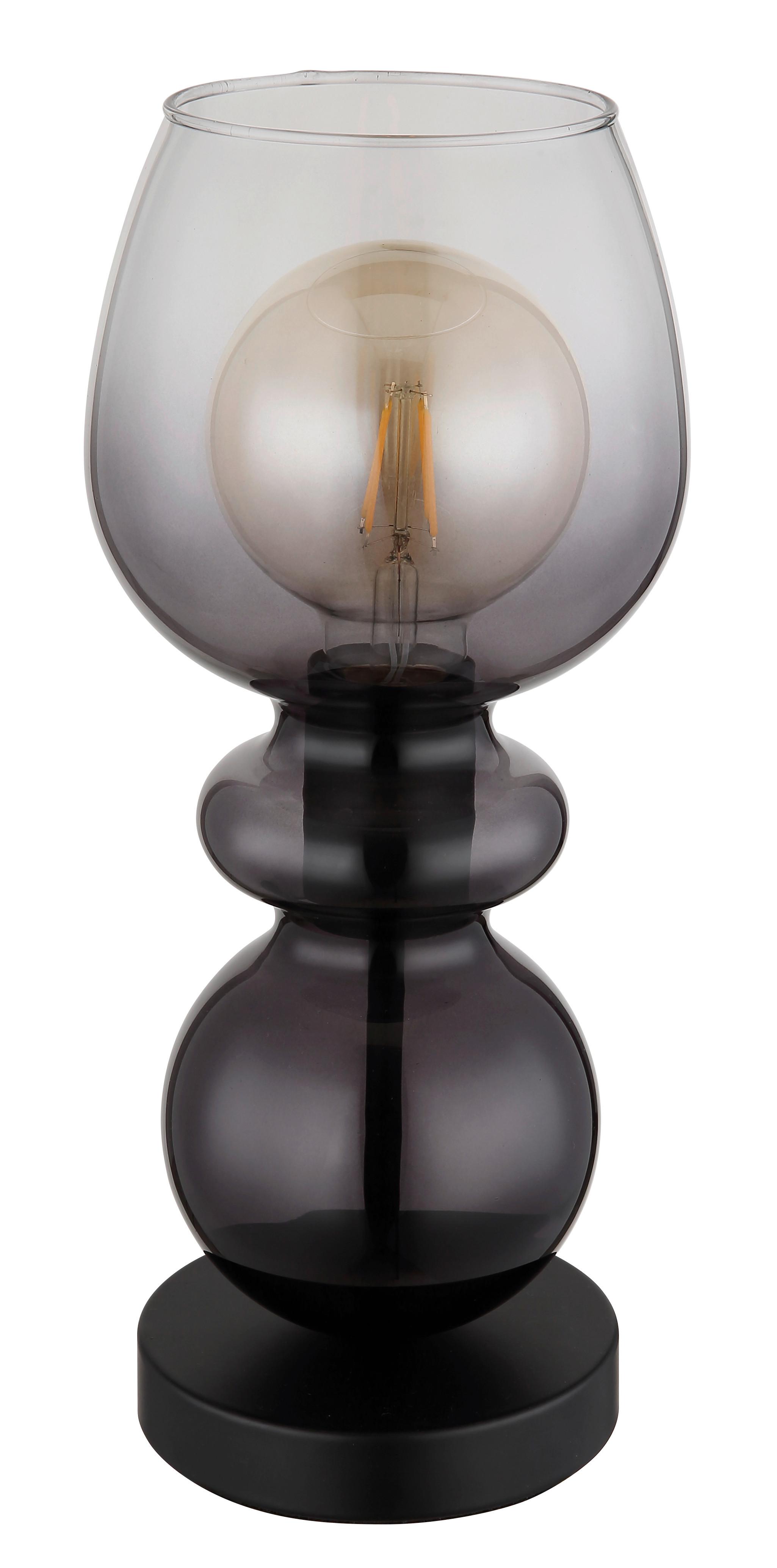Tischleuchte Clarity Klar Schwarz D: 15 cm - Klar/Schwarz, Basics, Glas/Kunststoff (15/34,4cm) - Globo