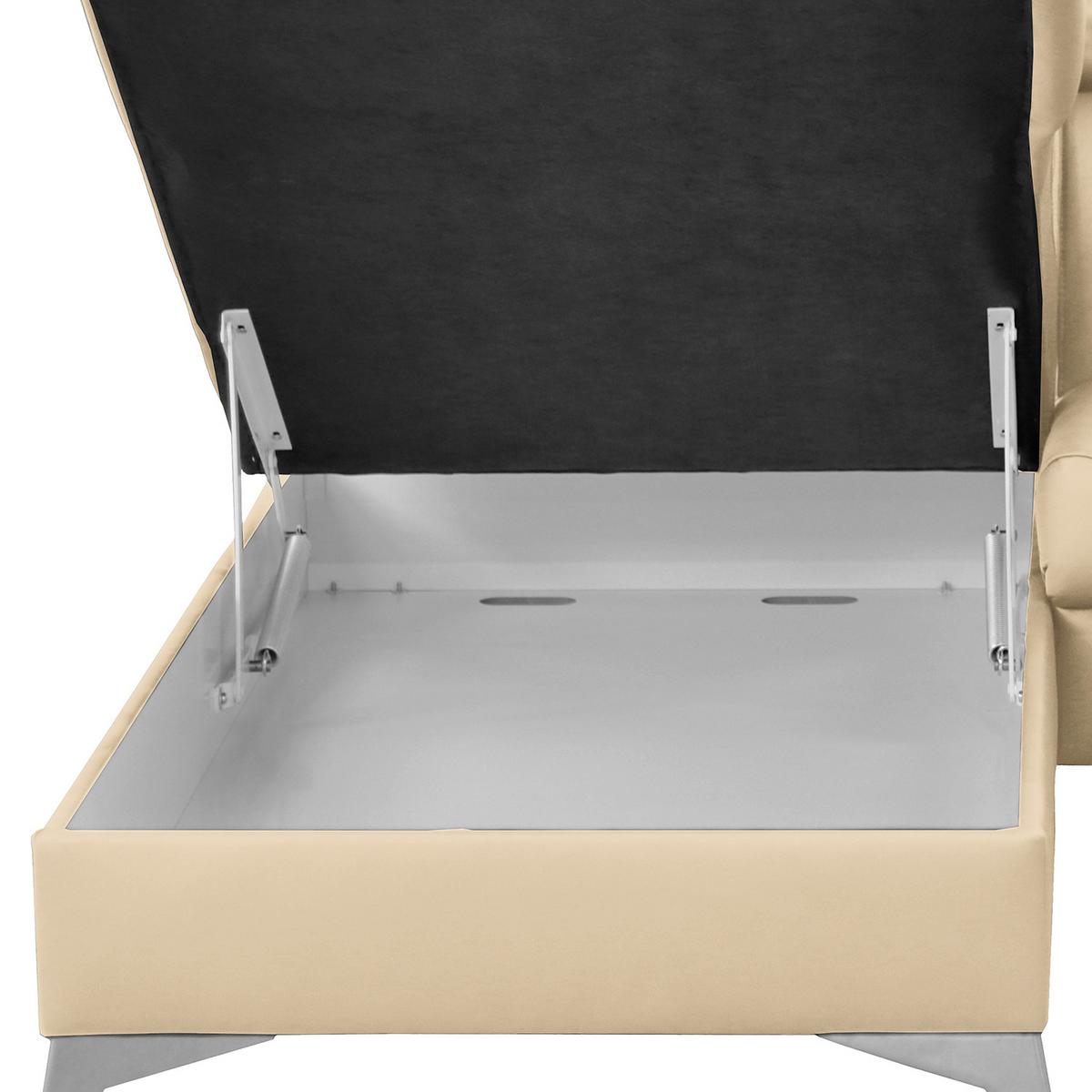 Ecksofa Lince Beige S: 197x257 cm - Chromfarben/Beige, Design, Leder/Textil (197/257cm) - Livetastic