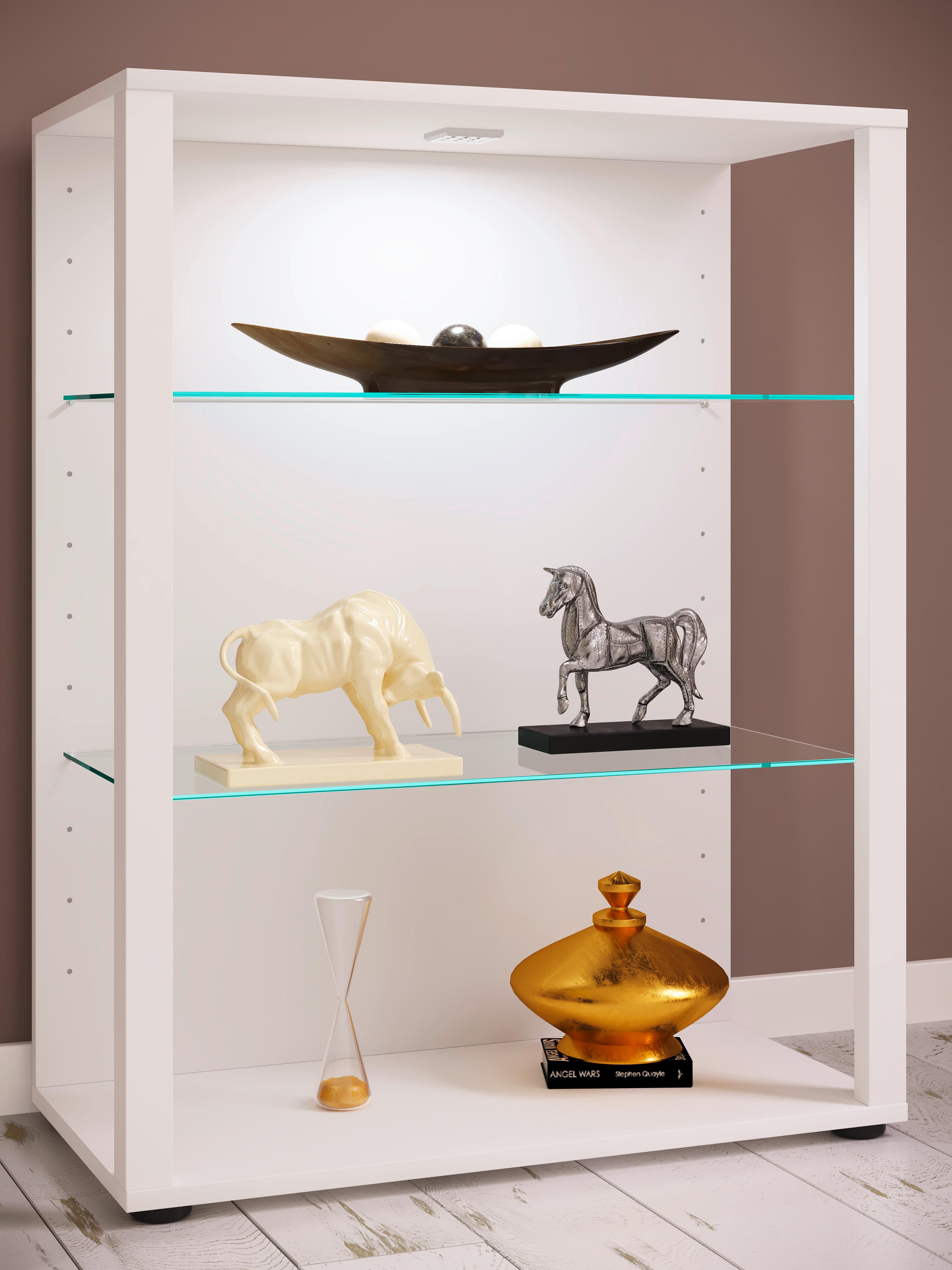 Vitrine Glasol XL B: 70 cm Stehend Weiß - Schwarz/Weiß, MODERN, Glas/Holzwerkstoff (70/90/35cm) - MID.YOU