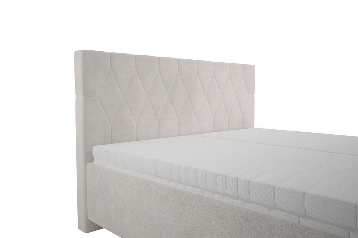 Čalúnená posteľ FERAMA 160x200 cm, krémová - čierna/sivá, Modern, drevo/textil (160/200cm)