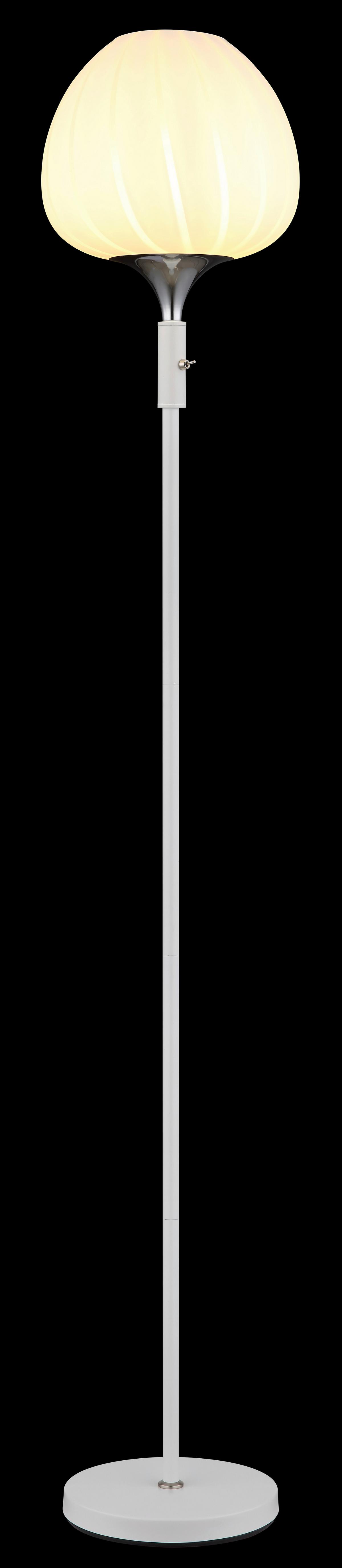 Stehleuchte 15548s2w - Chromfarben/Weiß, KONVENTIONELL, Glas/Metall (29/165cm) - Globo