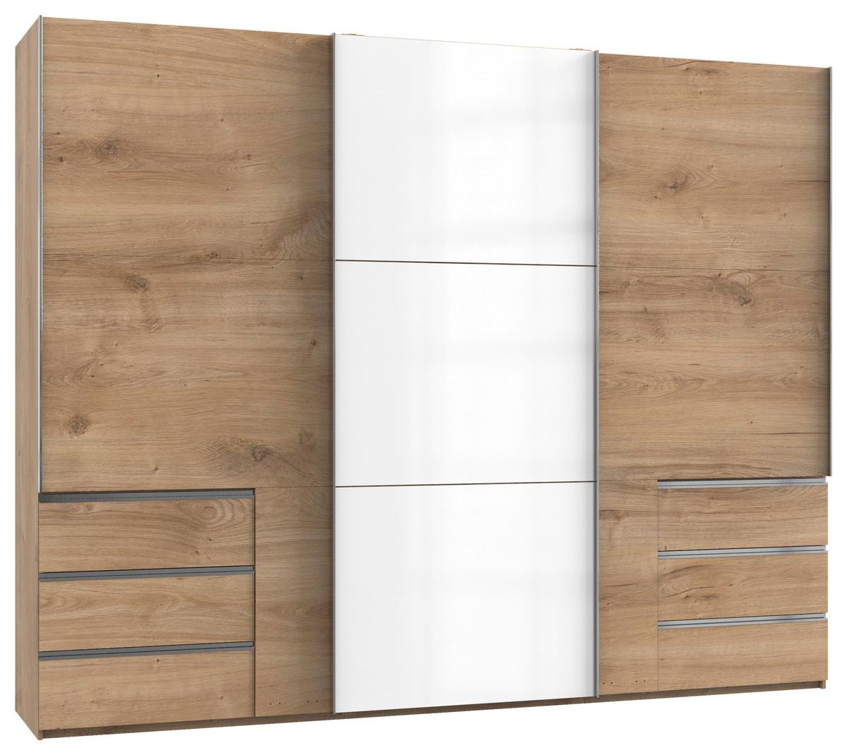 Schwebetürenschrank B: 300 Cm Level 36c Weiß/eiche Dekor - Eichefarben/Weiß, MODERN, Holzwerkstoff (300/236/65cm) - MID.YOU