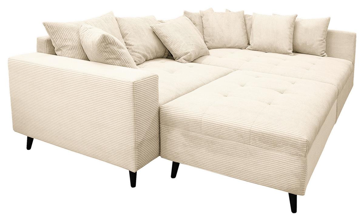 Ecksofa Pruno, Creme S: 247x174 Cm - Creme/Schwarz, Design, Textil (247/174cm) - MID.YOU