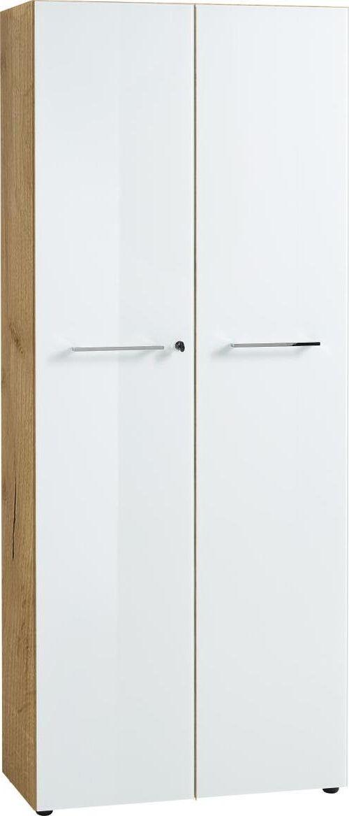 Aktenschrank Gw-Monteria Weiß/Eiche Dekor B: 80 cm - Eichefarben/Weiß, MODERN, Glas/Holzwerkstoff (80/196/37cm) - Germania