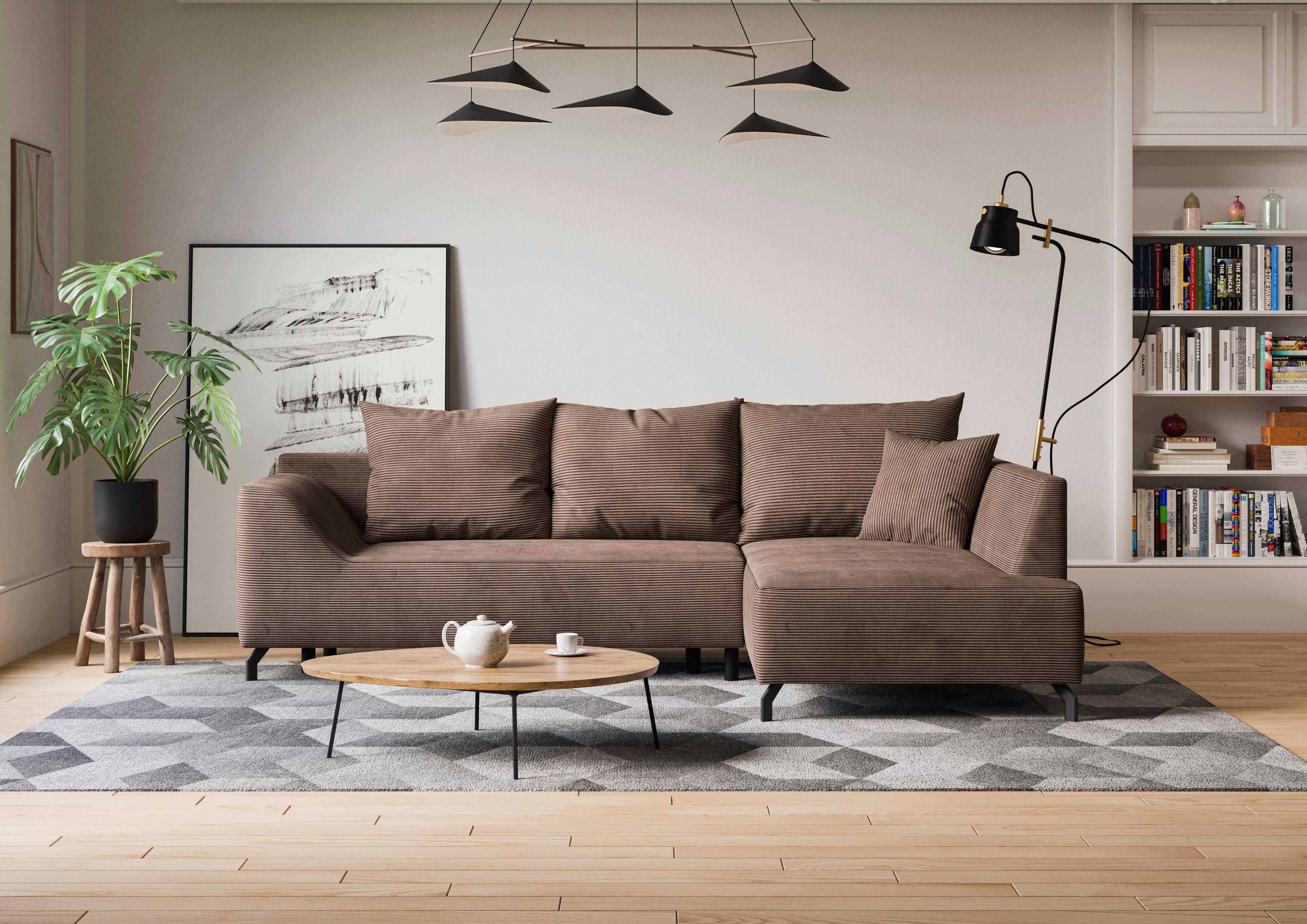 Eckschlafsofa Asolo Braun S: 273x167 cm - Schwarz/Braun, Design, Textil (273/167cm) - MID.YOU