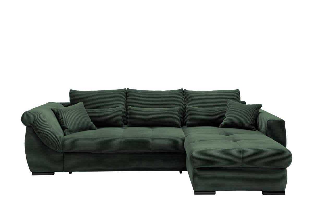 Ecksofa Mit Schlaffunktion Federico Dunkelgrün 302x188 Cm - Dunkelgrün/Schwarz, MODERN, Holz/Textil (302/188cm) - MID.YOU