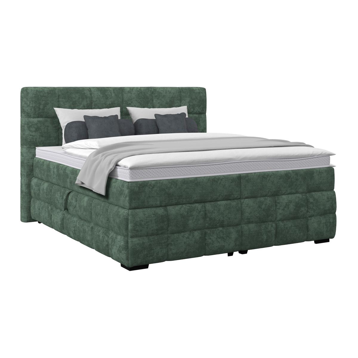 Čalouněná postel VEGA 160x200 cm, zelená - černá/zelená, Trend, dřevo/textil (160/200cm)