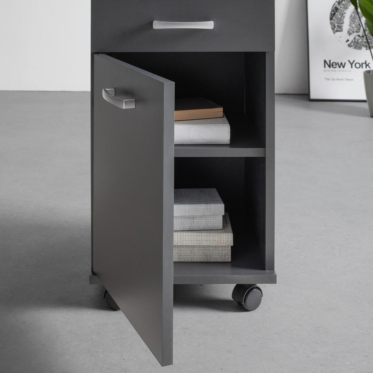 Kontejner CAORLE - barvy chromu/antracitová, Konvenční, kompozitní dřevo/plast (33/59/38cm) - Mömax