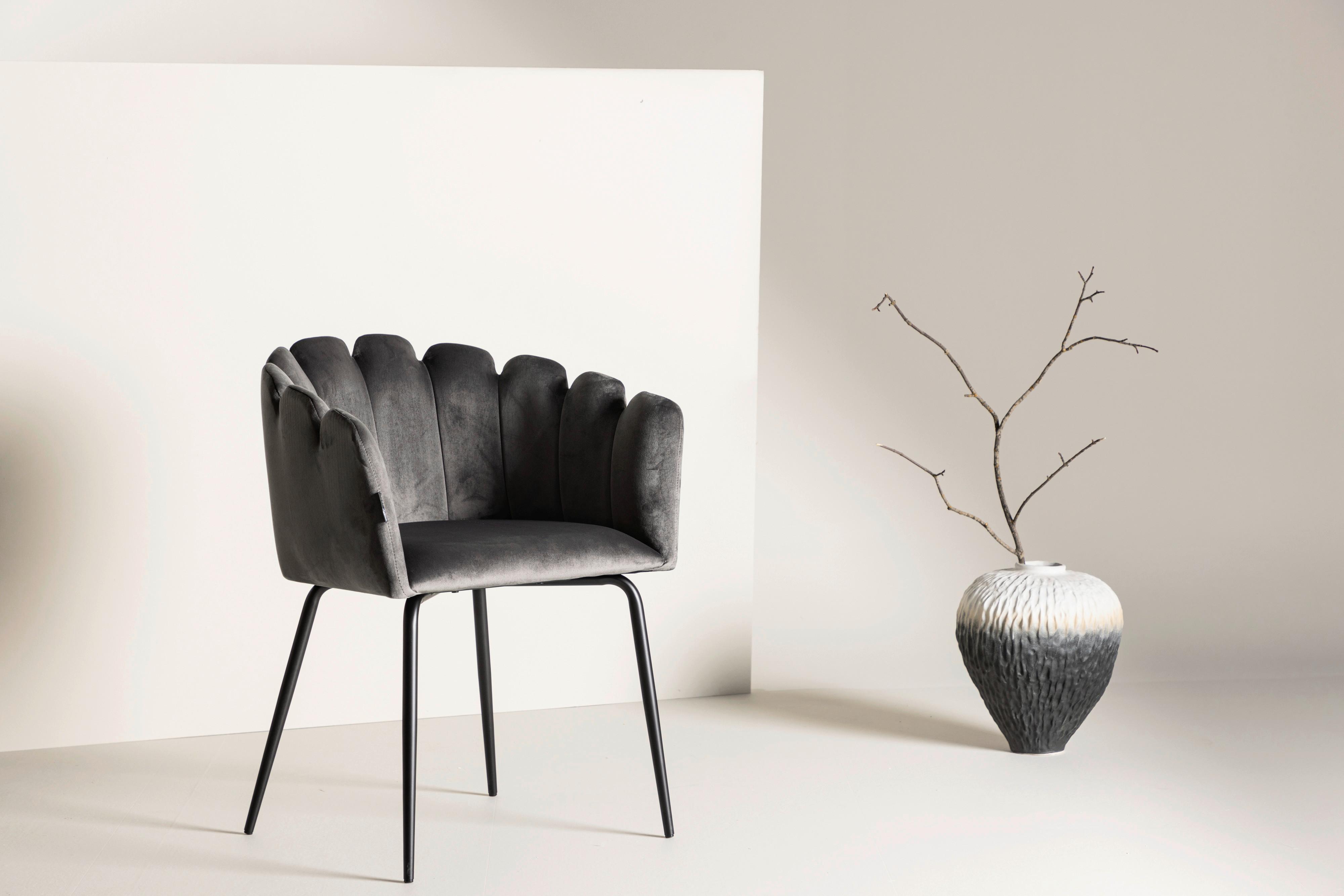 Stuhl Limhamn - Grau, Design, Textil/Metall (61/76.56/54cm) - Livetastic
