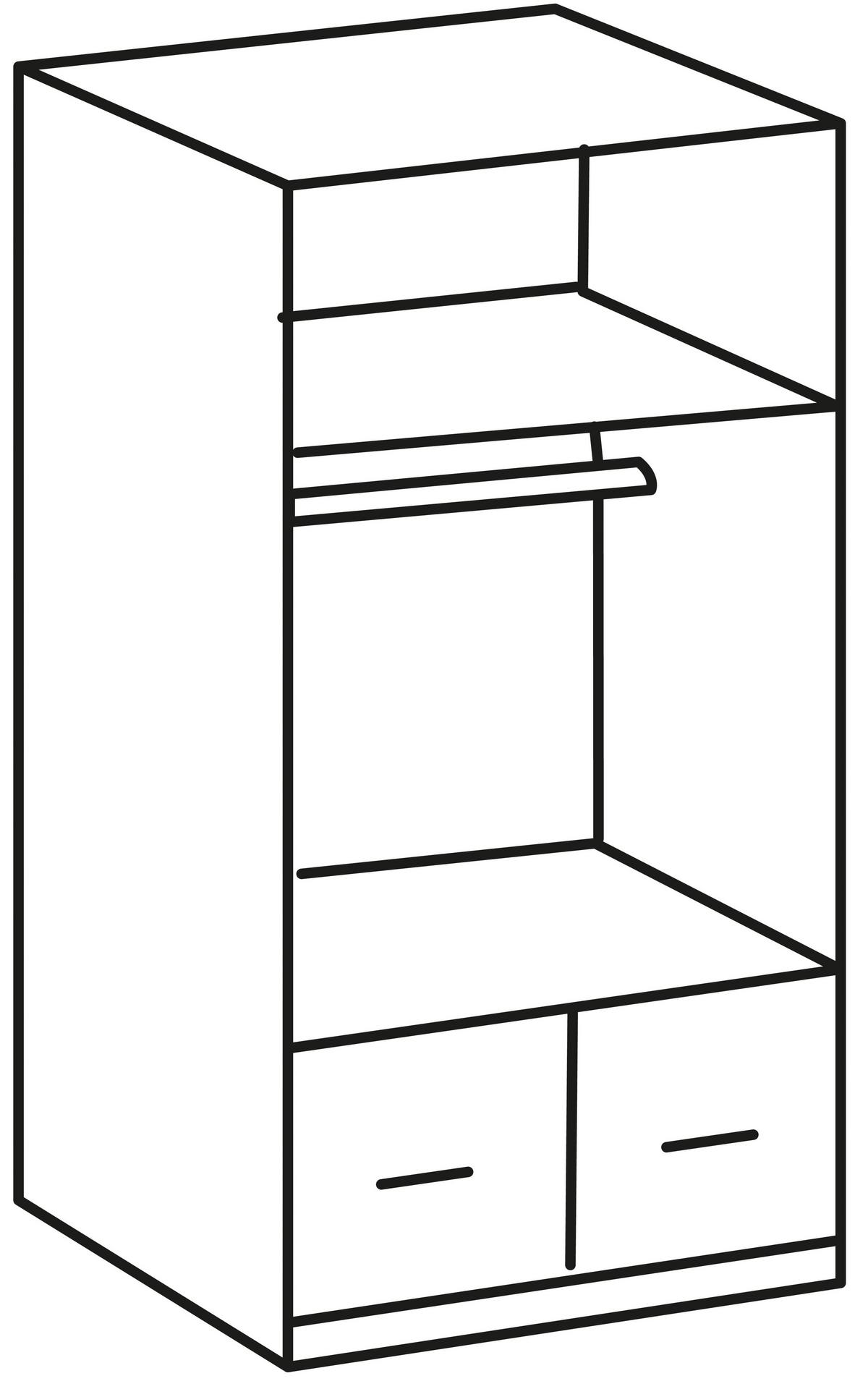 Drehtürenschrank Mit Spiegel 90cm Imago, Sägerau Dekor - Eichefarben, KONVENTIONELL, Glas/Holzwerkstoff (90/199/58cm) - MID.YOU