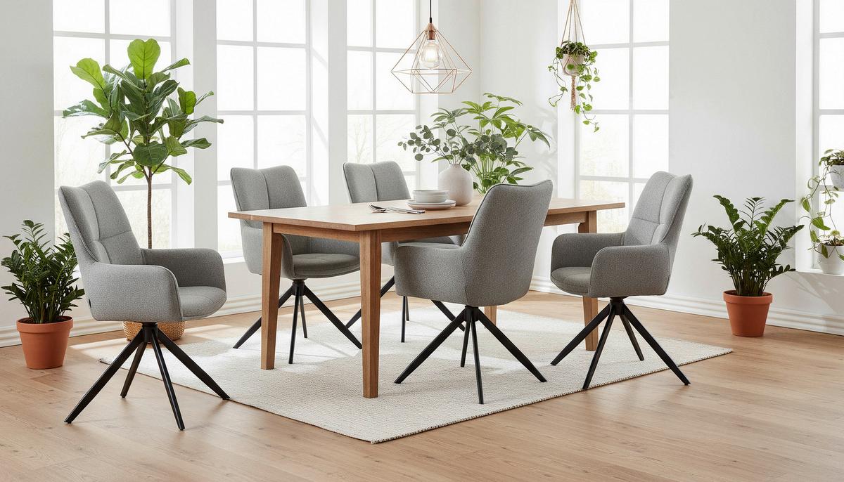 Armlehnstuhl Emily Leinenoptik Beige B: 57 cm - Beige/Schwarz, KONVENTIONELL, Textil/Metall (56/90/64cm)