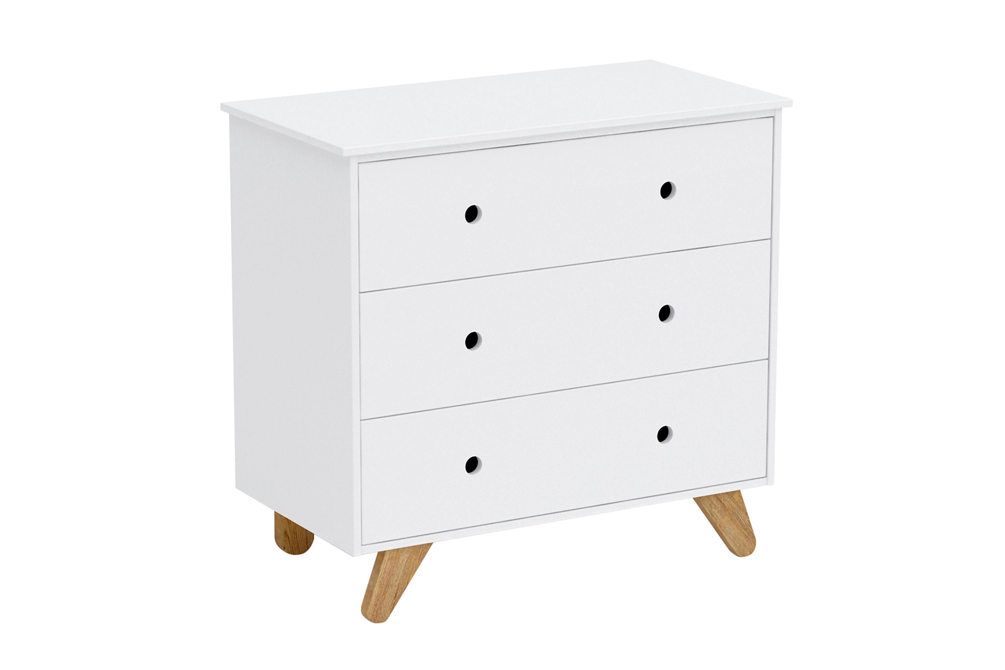 KOMMODE Weiß B: 95cm - Naturfarben/Weiß, Design, Holzwerkstoff (95/90/50cm) - Livetastic