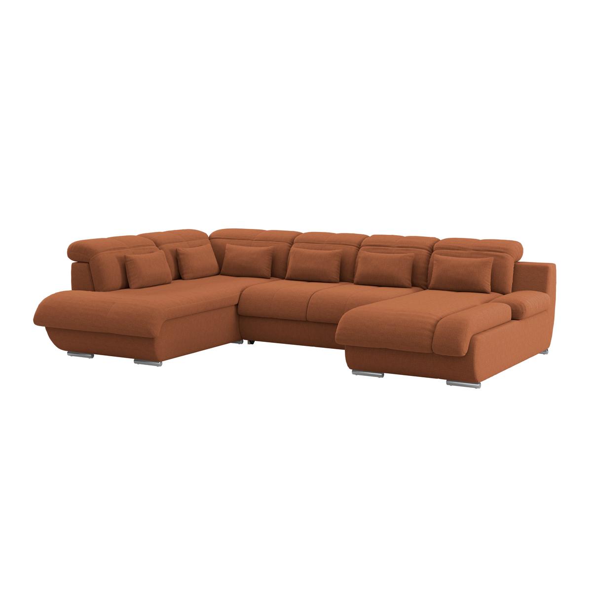 Wohnlandschaft Multi mit Schlaffunktion terracotta - Chromfarben/Dunkelgrau, MODERN, Textil (184/345/228cm) - Luca Bessoni