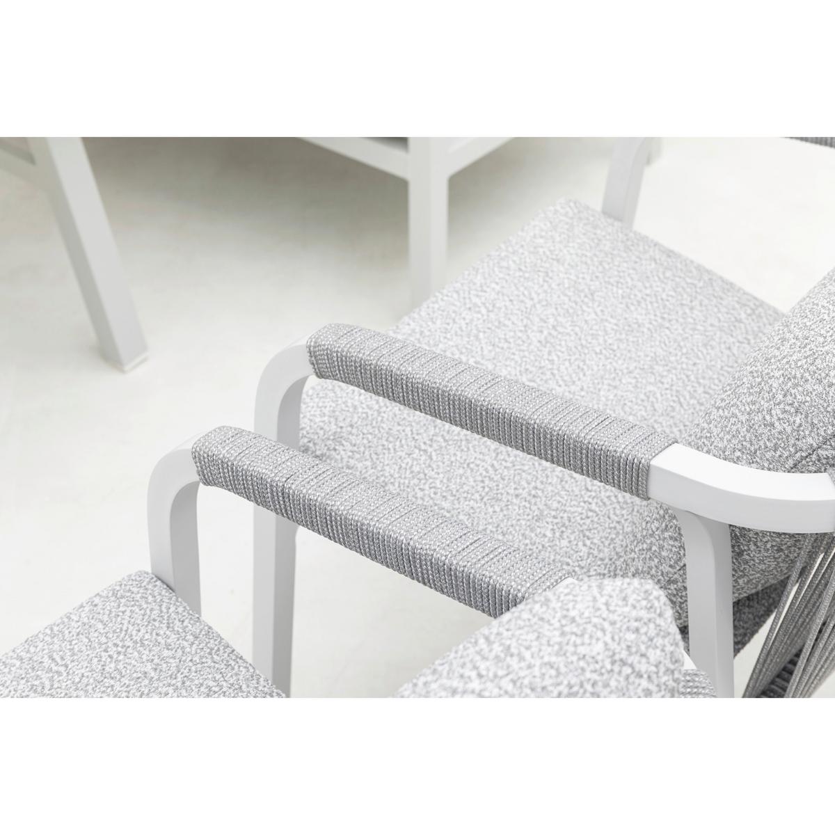 DINING-LOUNGESET HARVEY XL - Weiß/Grau, MODERN, Glas/Textil - Gardenson