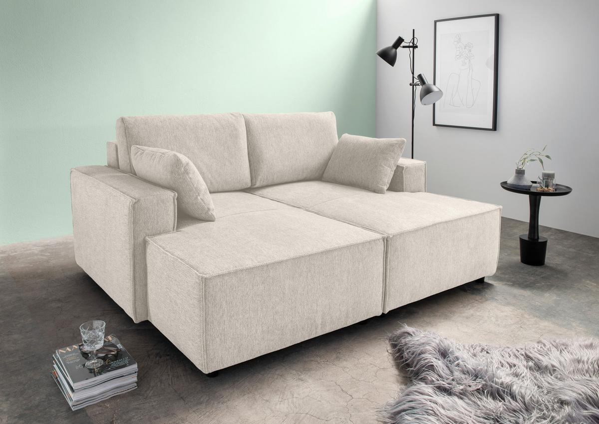 Bigsofa Tramin, Silberfarben B: 188 Cm - Beige/Schwarz, MODERN, Textil (188/86/154cm) - Livetastic
