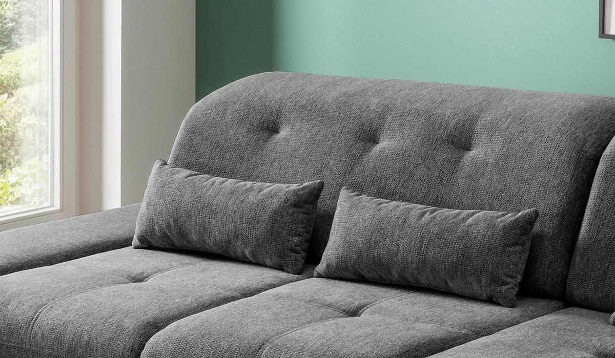 Ecksofa Dalida Anthrazit S: 300x196 cm - Chromfarben/Anthrazit, Design, Textil (300/196cm) - Livetastic
