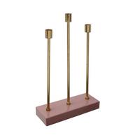 Kerzenständer Art Deco Eisen Rosa/Goldfarben für 3 Kerzen - Goldfarben/Rosa, Trend, Metall (26/39,5/9cm) - Kayoom