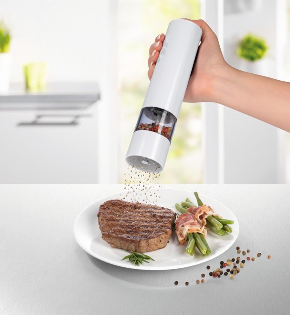 ELEKTR. SALZ-/PFEFFERMÜHLE GOURMETMAXX - Transparent/Schwarz, Basics, Keramik/Kunststoff (5,2/22,5cm) - GOURMETMAXX