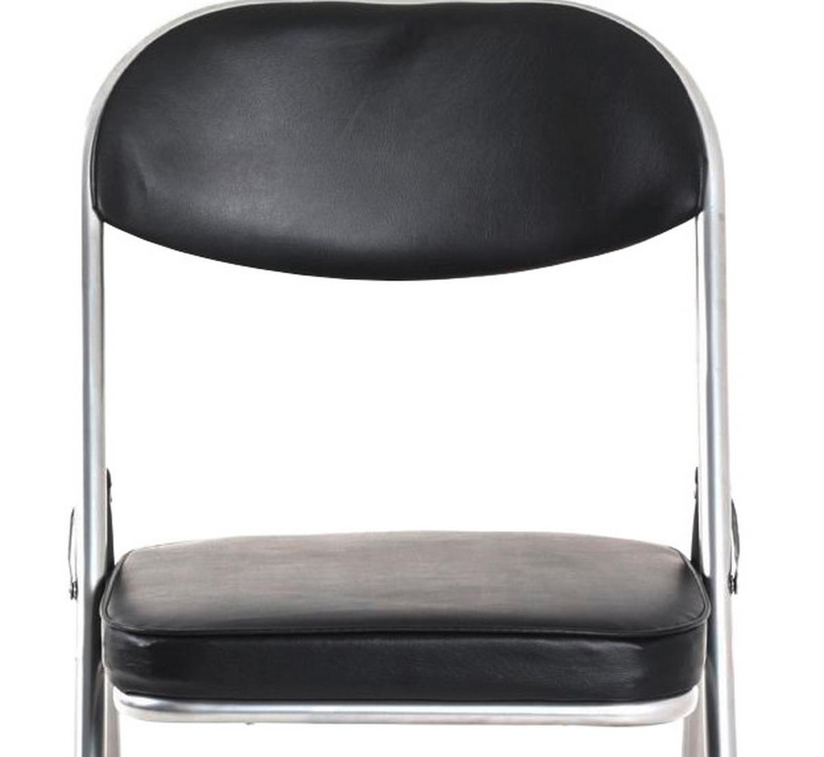 Klappsessel Kurt Stahl/lederlook - Schwarz/Alufarben, MODERN, Textil/Metall (47/79/53cm)