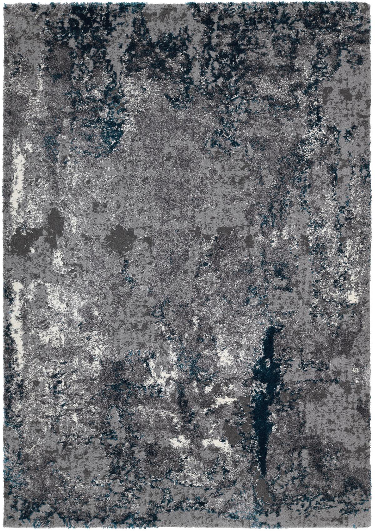 Webteppich Grau/Petrol Timeline Quantum 200x200 cm - Petrol/Grau, Design, Textil (200/200cm) - Novel