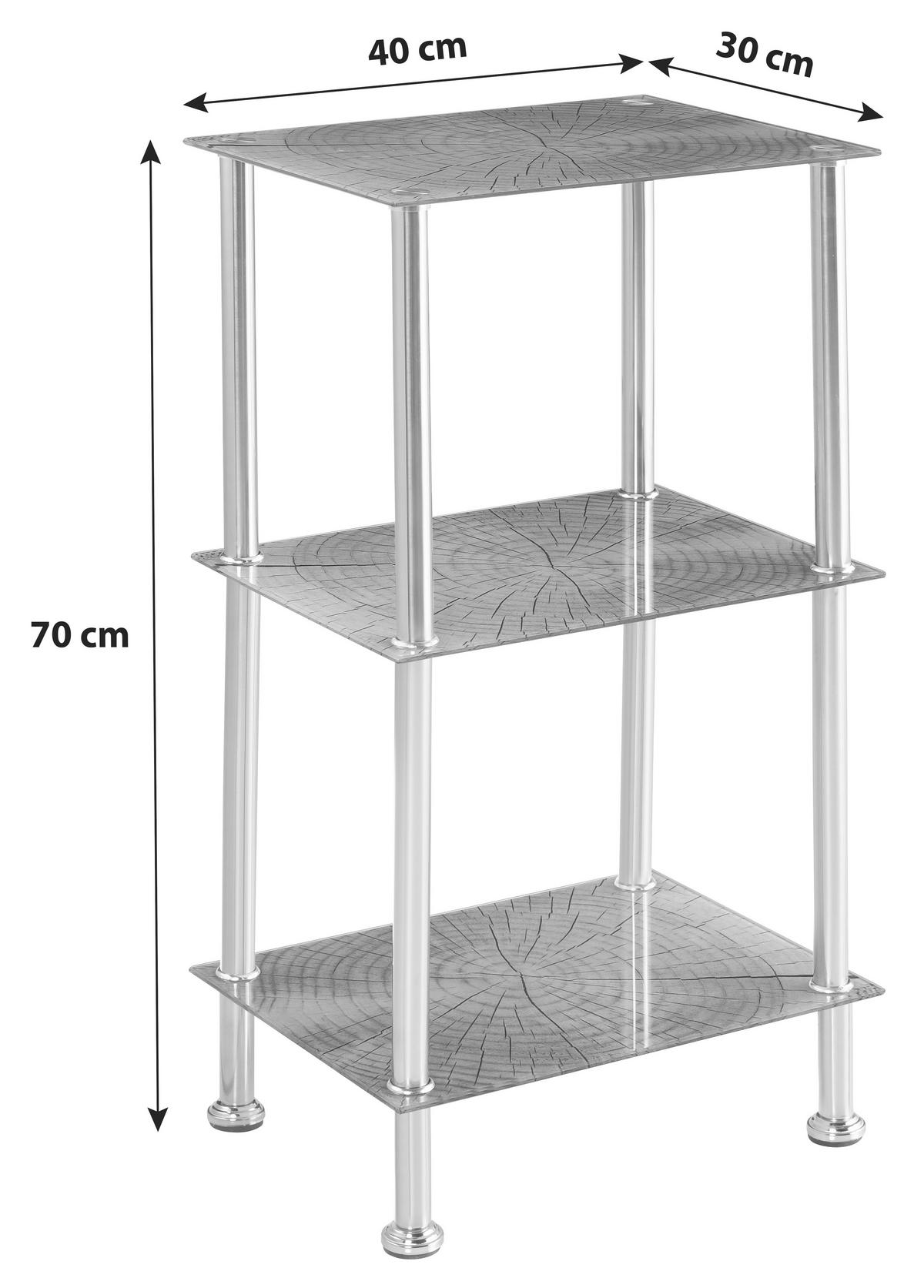 Regal mit Glasfächern Bedruckt Glare B 40cm, Edelstahl/Braun - Edelstahlfarben/Braun, MODERN, Glas/Metall (40/70/30cm) - Luca Bessoni