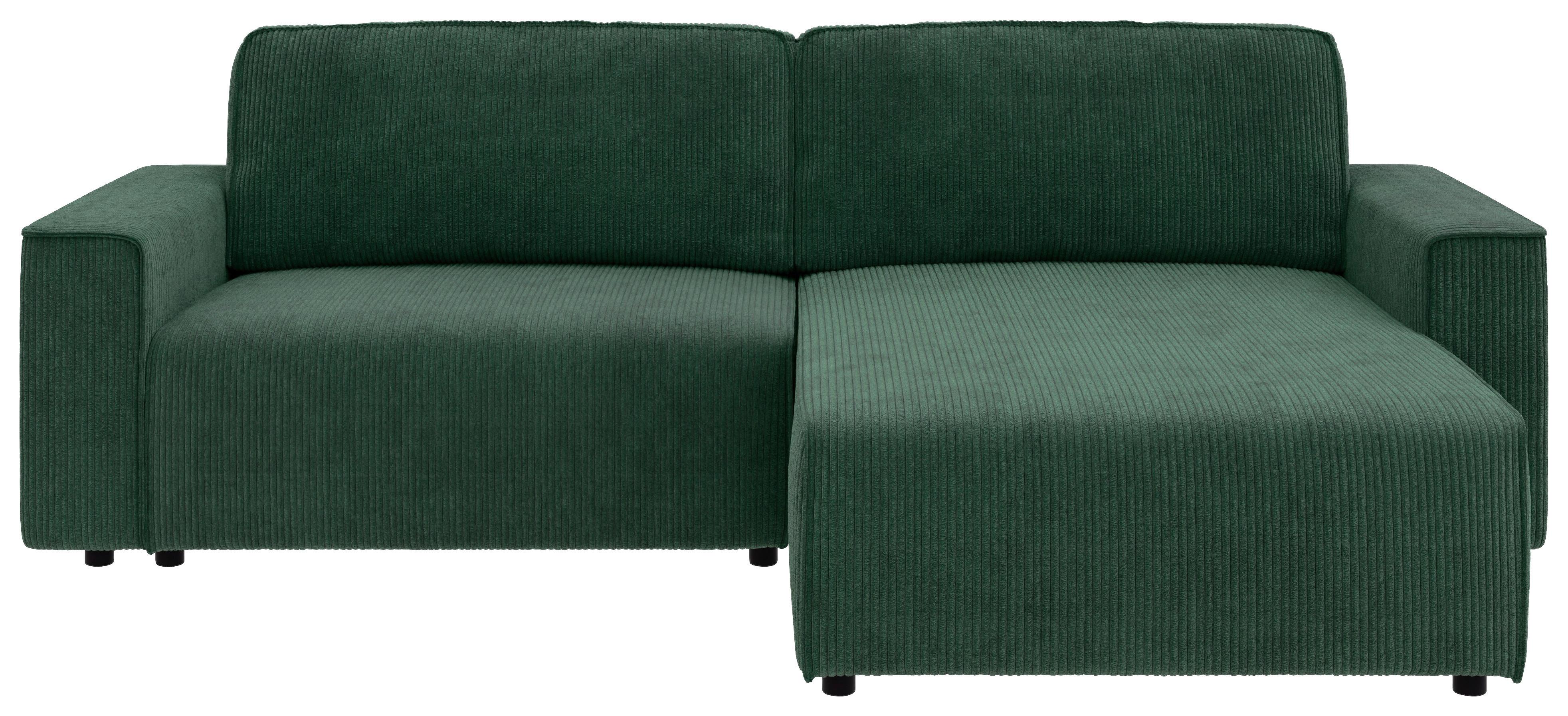 Ecksofa Chance Dunkelgrün S: 265x164 cm - Dunkelgrün/Schwarz, MODERN, Textil (265/164cm) - Trendmanufaktur