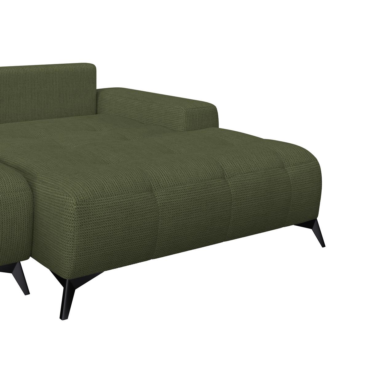 Ecksofa Mauro Moosgrün, mit Schlaffunktion - Waldgrün/Schwarz, Trend, Textil (290/175cm) - Luca Bessoni
