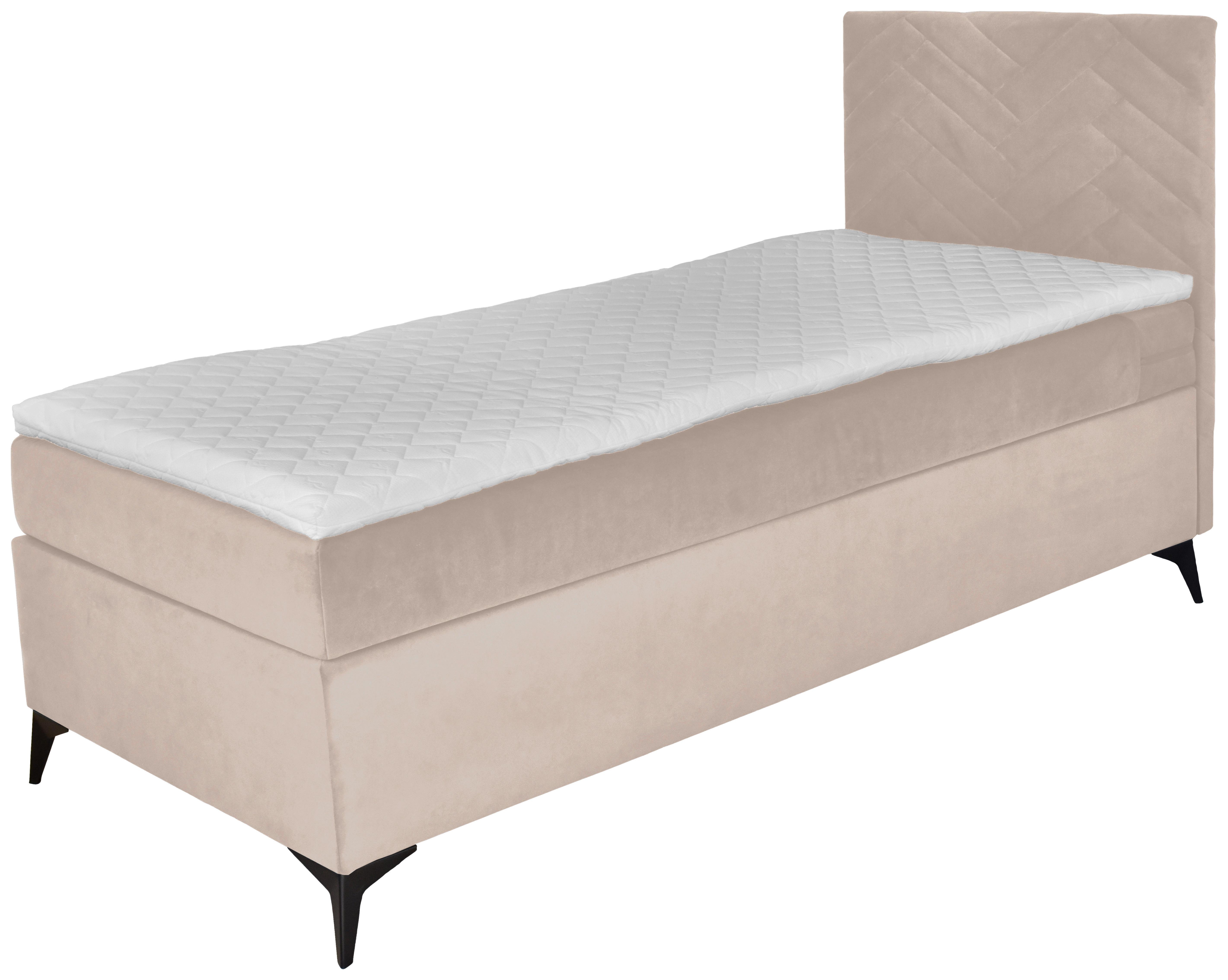 Boxspringbett Mit Topper 90x200 Cm Evan - Beige/Schwarz, Basics, Holz/Textil (90/200cm) - P & B