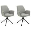 Armlehnstuhl Blair Hellgrau/ Schwarz Gepolstert 2-er Set - Hellgrau/Schwarz, KONVENTIONELL, Textil/Metall (57/89/61cm) - MID.YOU