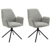 Armlehnstuhl Blair Hellgrau/ Schwarz Gepolstert 2-Er Set - Hellgrau/Schwarz, KONVENTIONELL, Textil/Metall (57/89/61cm) - MID.YOU