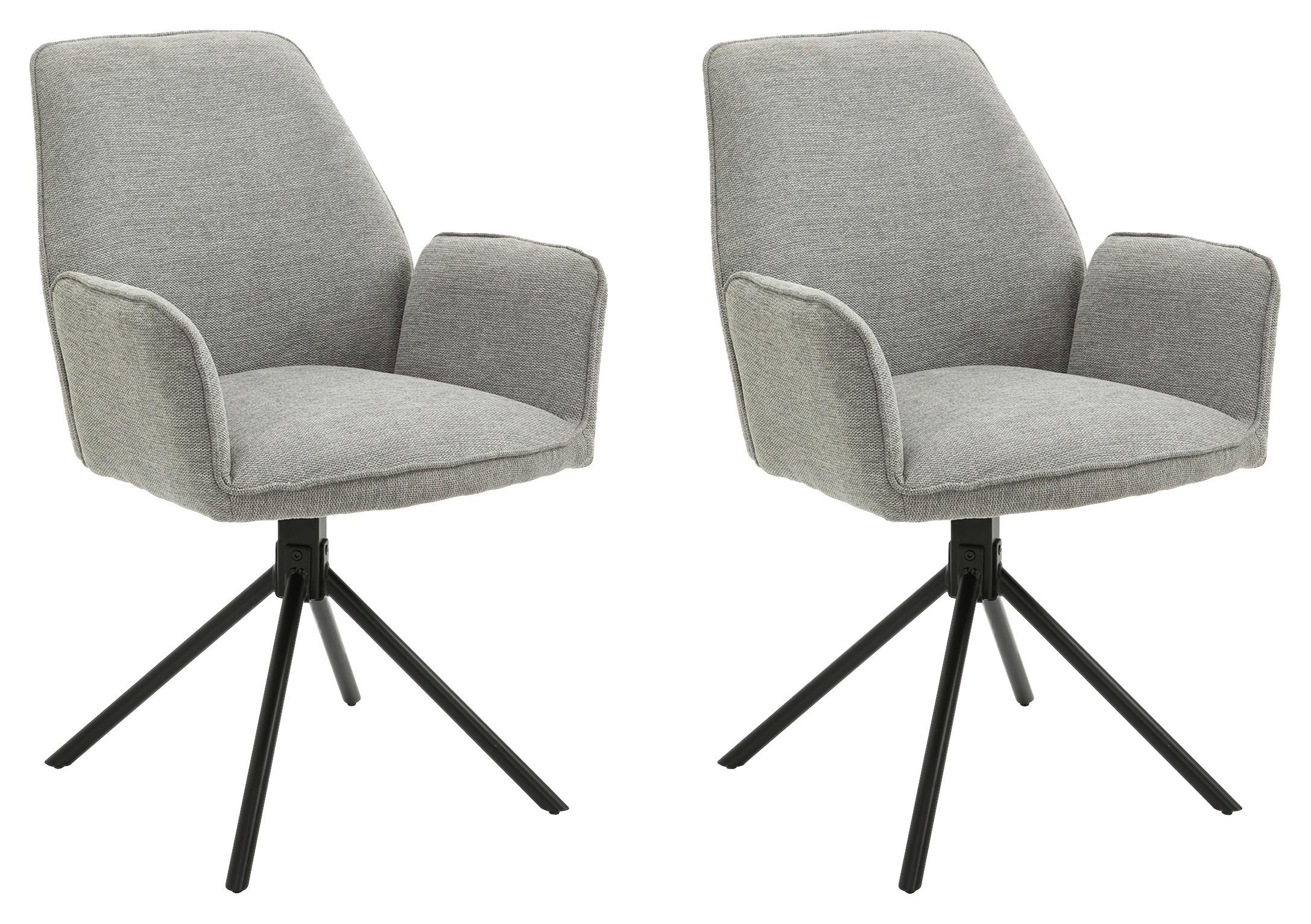 Armlehnstuhl Blair Hellgrau/ Schwarz Gepolstert 2-er Set