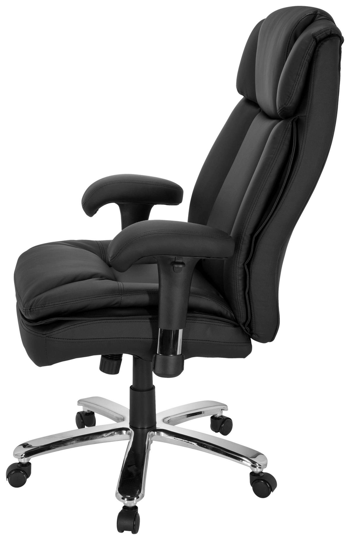 Chefsessel Builder Xxl Armstützen Schwarz 180 Kg - Silberfarben/Schwarz, MODERN, Kunststoff/Textil (77/123/84cm) - MID.YOU