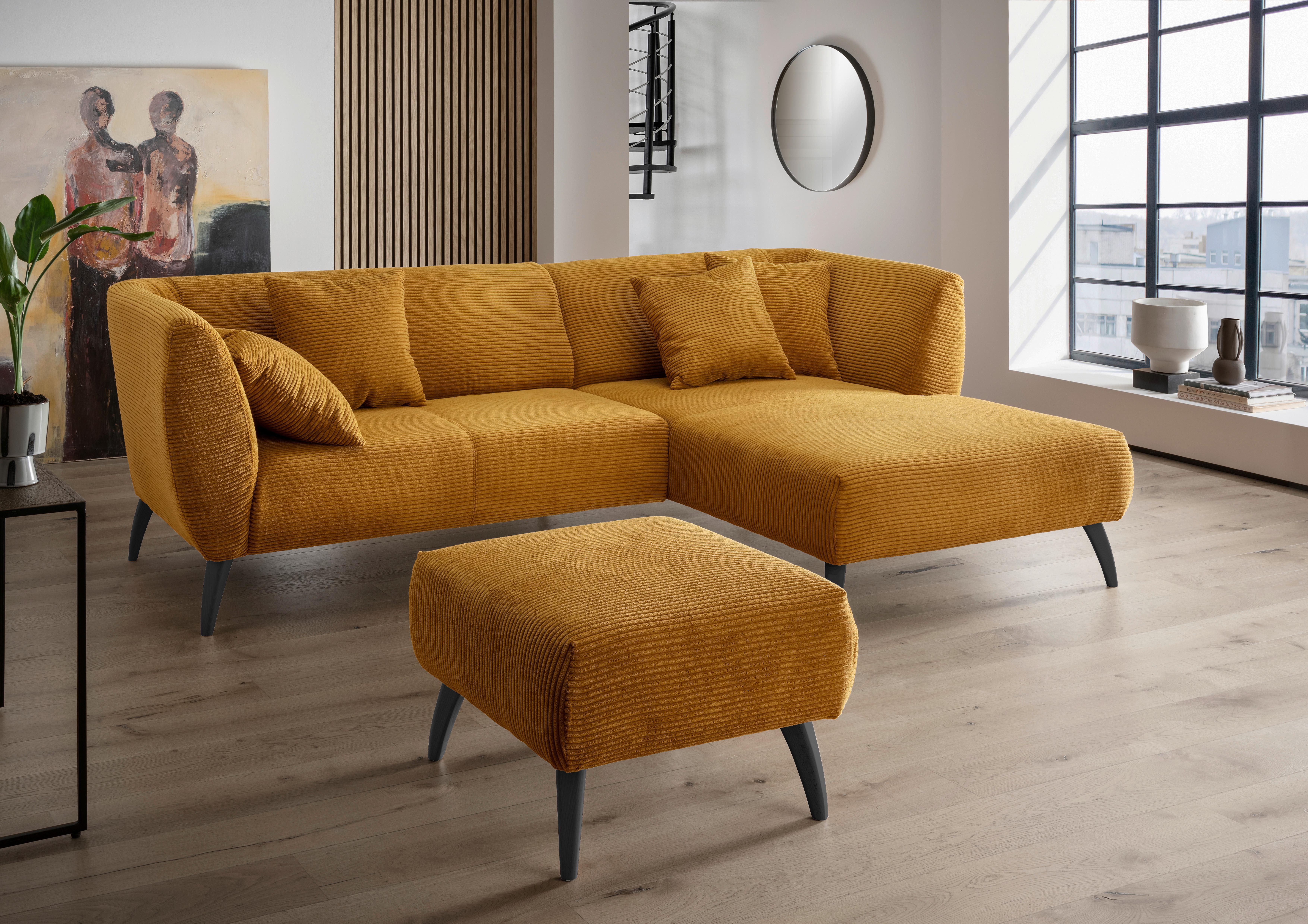 Ecksofa Colori Goldfarben S: 264/160 cm - Goldfarben/Schwarz, MODERN, Holz/Textil (264/160cm) - MID.YOU