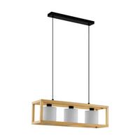 Hängeleuchte 390101 Granad - Schwarz/Braun, Natur, Holz/Textil (77/20/150cm) - Eglo