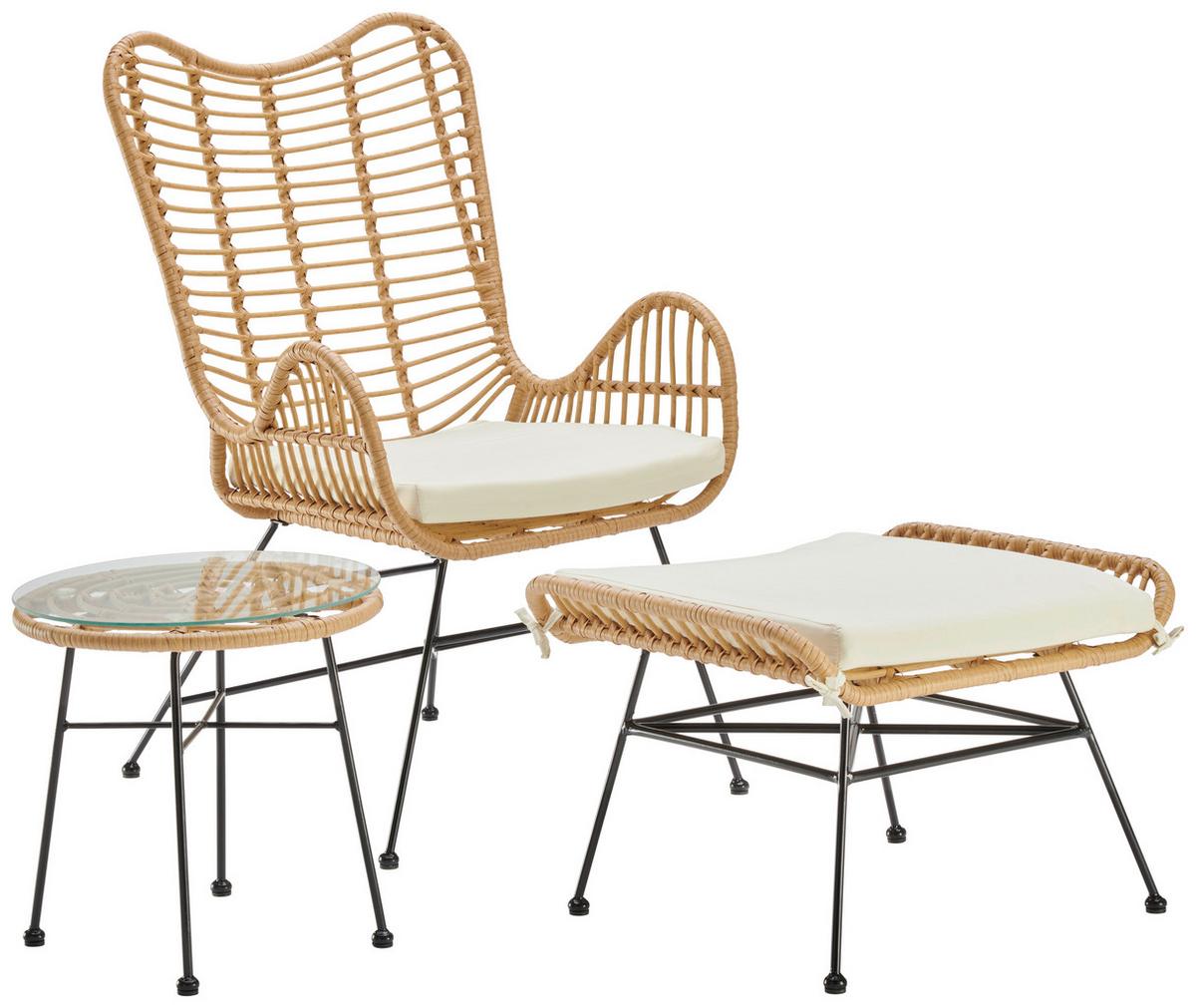 ZAHRADNÍ RELAXAČNÍ ŽIDLE EGON - černá/béžová, Moderní, kov/textil (117/107/111cm) - Mömax