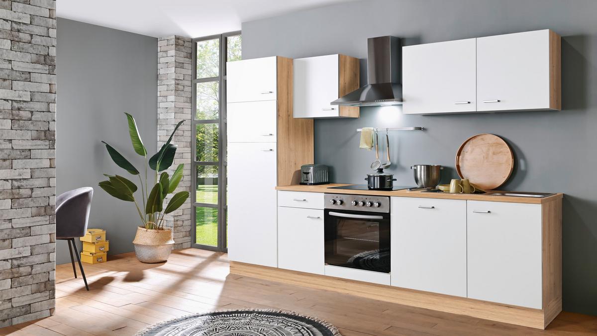 Küchenblock Artisan-Classic - Weiß/Eiche Artisan, KONVENTIONELL, Holzwerkstoff (280cm) - Menke