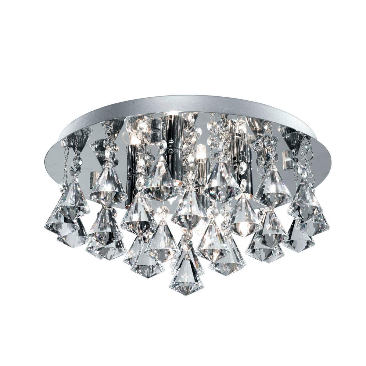 Bad-Deckenleuchte Ip44 Chromfarben Ø 38 cm 4-Flammig - Chromfarben, Design, Glas/Metall (38/17.5cm)
